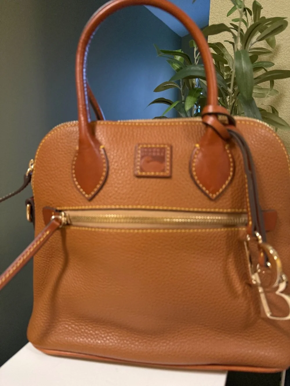 👜 Dooney & Bourke Pebbled Leather Satchel – Cognac Brown – Classic & Timeless - Picture 1 of 5